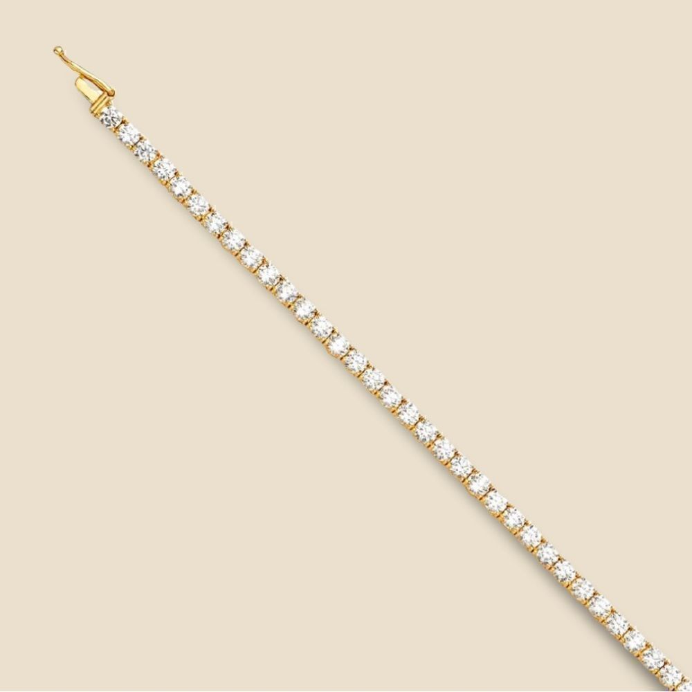 14k Solid Gold Tennis Bracelet 2.25 mm - Birthday Gift - CZ Stones - Trendy